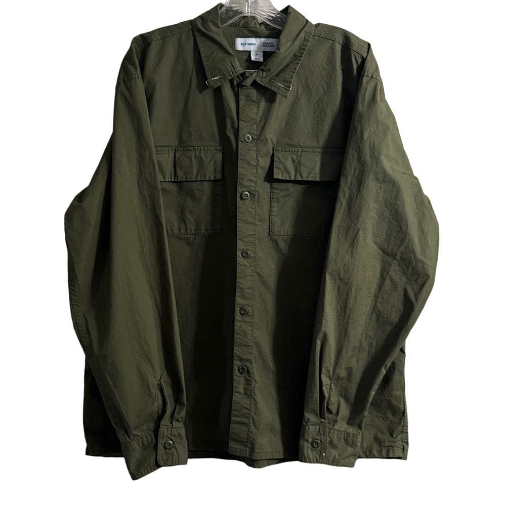 Old Navy Regulat Fit Built In Flex Olive Green 
Button down Shirt